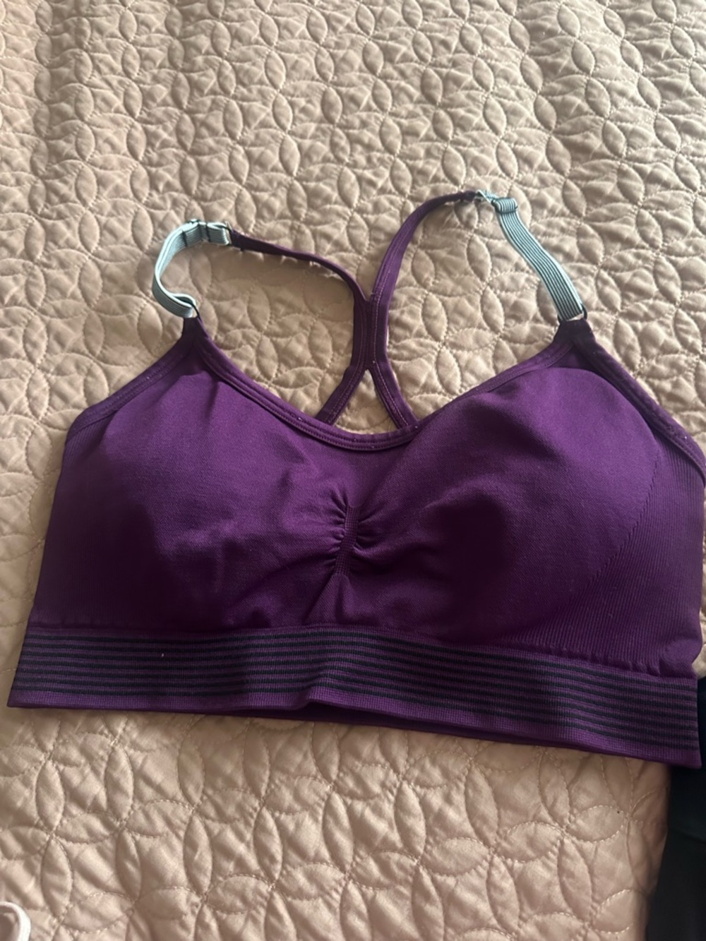 Victoria's Secret Purple Racerback Sports Bralette with Mint Straps